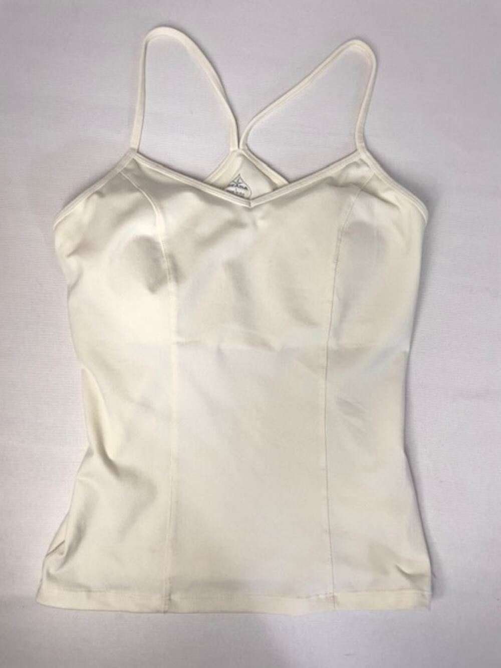 prAna Cream/Ivory Racerback Shelf Bra Yoga Tank Top Built In Bra USA Women's